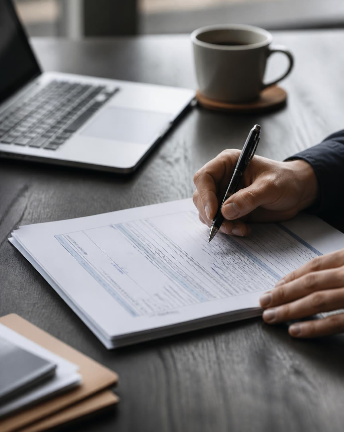 Senior advisor annotating internal control workpapers at a desk